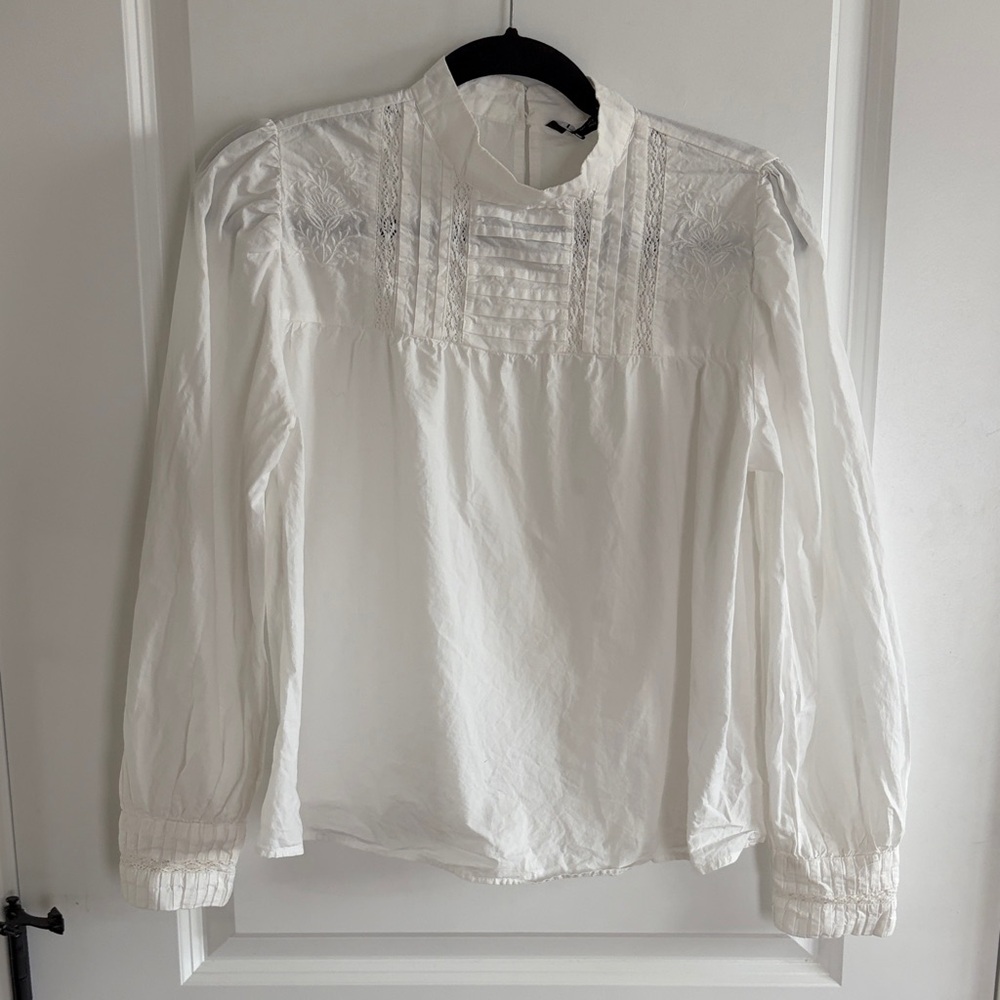 Zara White Textured Blouse‎